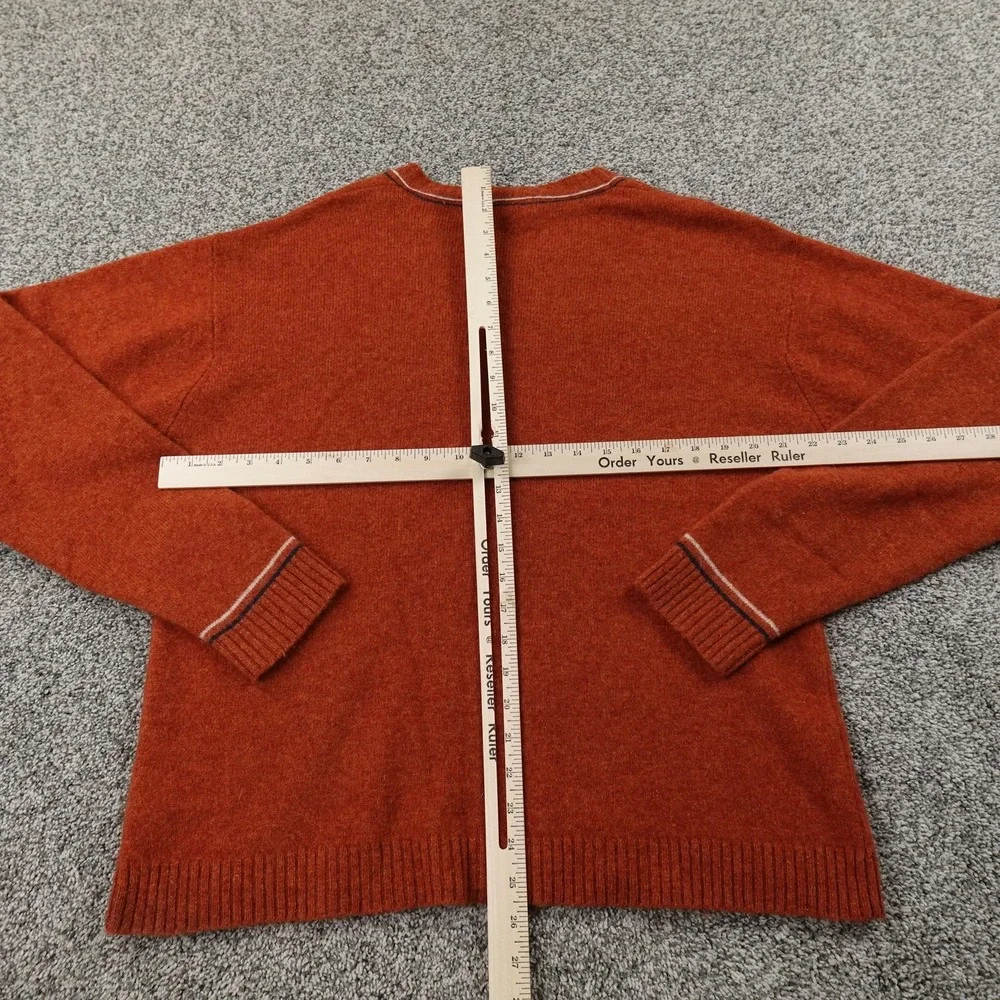 VTG Old Navy Sweater Mens L Orange Lambswool V Neck Knit Pullover 90s Y2K‎